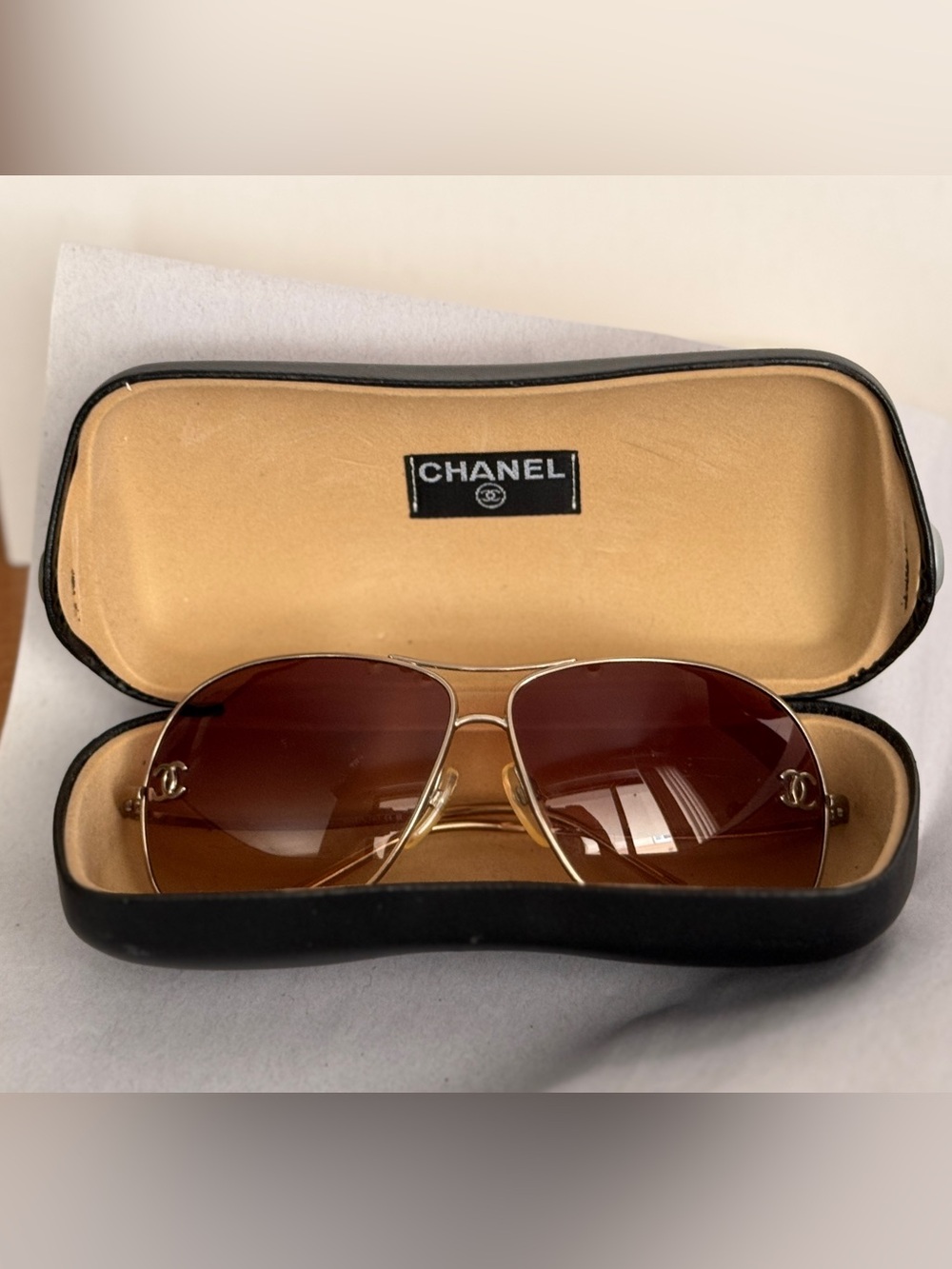 Chanel CC Aviator Sunglasses 4132 Gold Metal